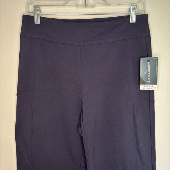 COUNTERPARTS NEW Slimming Sensations Navy Capri Womens 8 Tummy Control Pull On - Picture 1 of 8